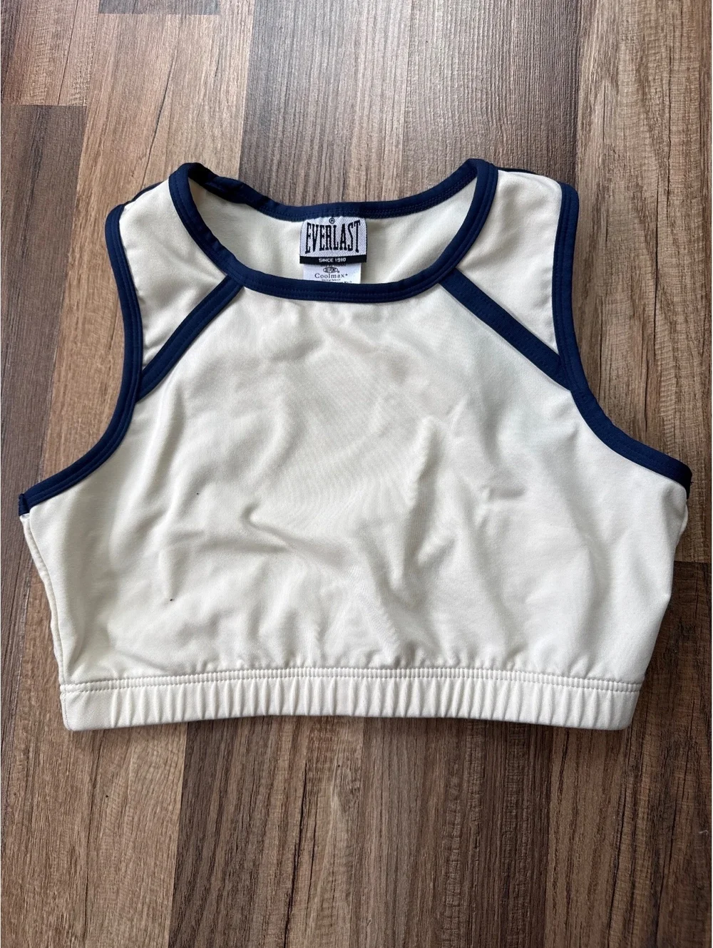 Vintage Y2K Everlast Coolmax Sports Bra Womens Medium White Blue Made USA